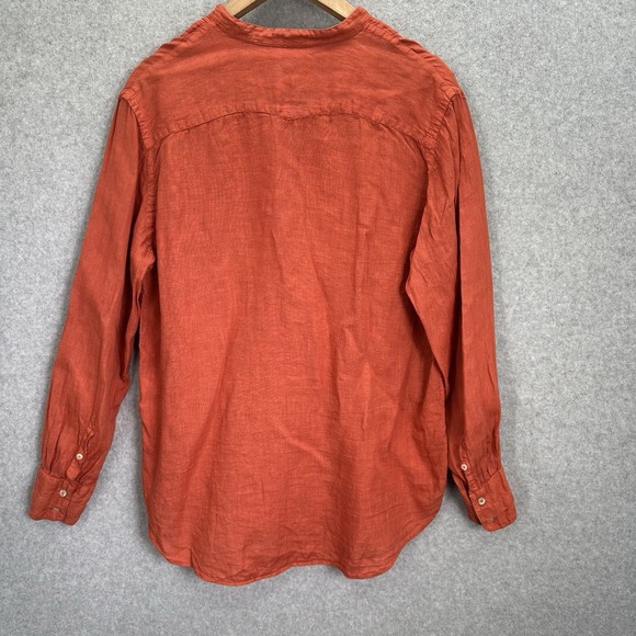 Mossimo Alba Made In Italy Woman's Linen Blouse Pleated Rust Size Small - Picture 2 of 9